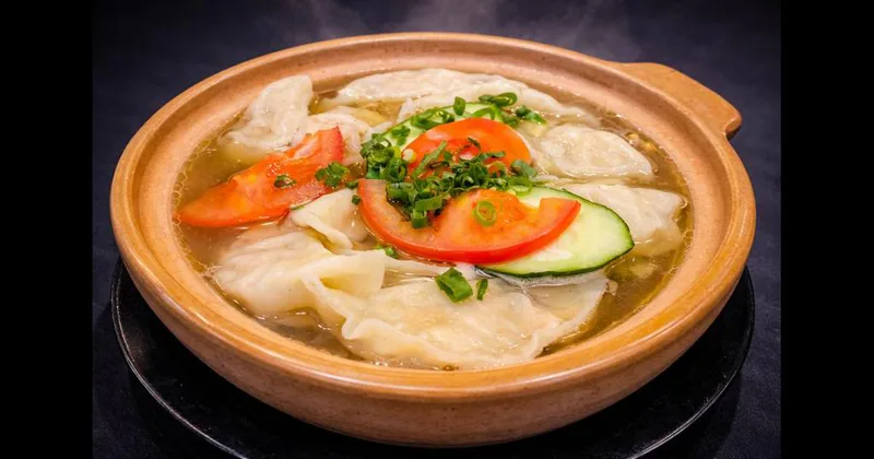 Teigtaschen in Brühe (im Tontopf)