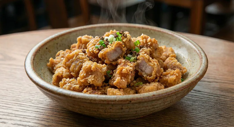 Frisch frittiertes knuspriges Schweinefleisch